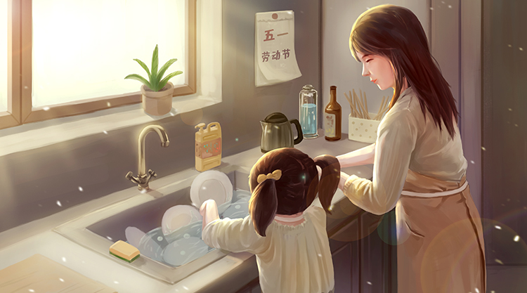五一劳动节,孩子,做家务